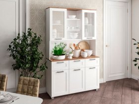 Буфет Катерини (дуб бельмунд/белое дерево) в Боготоле - bogotol.mebel-nsk.ru | фото