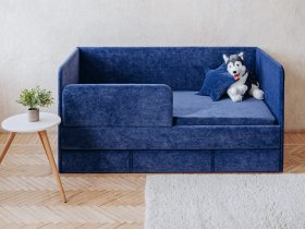 Диван-кровать Happy (синий) в Боготоле - bogotol.mebel-nsk.ru | фото