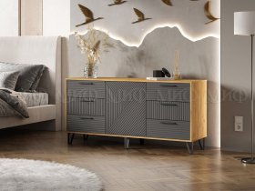 Комод (1500) Флэш (дуб крафт/браш графит) в Боготоле - bogotol.mebel-nsk.ru | фото