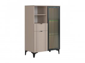 Комод 2 со стеклом Рич (кашемир/фрапучино матовый/черный) в Боготоле - bogotol.mebel-nsk.ru | фото