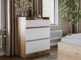 Комод 3 ящика Брауни (дуб делано/белый) в Боготоле - bogotol.mebel-nsk.ru | фото