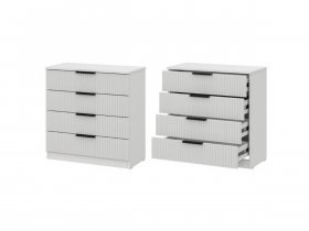 Комод 4 ящика (МДФ) Эккервуд (белый) в Боготоле - bogotol.mebel-nsk.ru | фото