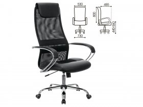 Кресло офисное BRABIX PREMIUM Stalker EX-608 CH, хром, ткань-сетка/кожзам, черное в Боготоле - bogotol.mebel-nsk.ru | фото