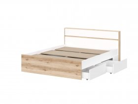Кровать двуспальная 1,6м Брауни (дуб делано/белый) в Боготоле - bogotol.mebel-nsk.ru | фото