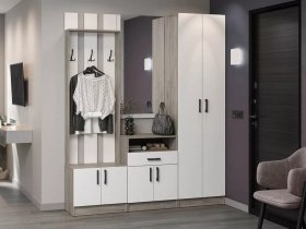 Модульная прихожая Вега (дуб крафт серый/белый) в Боготоле - bogotol.mebel-nsk.ru | фото
