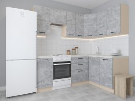 Модульная угловая кухня 1,4м*2,1м Лада (цемент) в Боготоле - bogotol.mebel-nsk.ru | фото