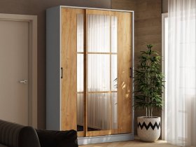 Шкаф-купе 1,4м «Стиль-2» (белый/дуб крафт золотой) в Боготоле - bogotol.mebel-nsk.ru | фото