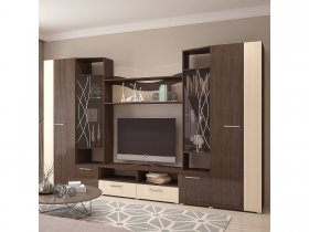 Стенка Гамма (дуб венге/дуб молочный) в Боготоле - bogotol.mebel-nsk.ru | фото