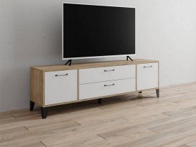 Тумба под ТВ Парус-13 (дуб крафт серый/белый) в Боготоле - bogotol.mebel-nsk.ru | фото