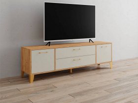 Тумба под ТВ Парус-13 (дуб крафт золотой/кашемир) в Боготоле - bogotol.mebel-nsk.ru | фото